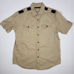 Military Style Short Sleeve Button Down